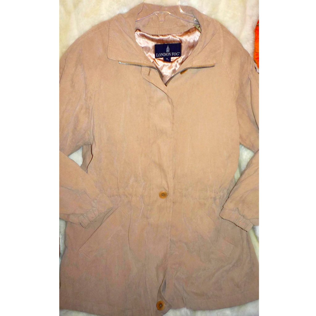 London Fog Women's M All Weather Jacket Coat Hood Small Water Repellant Neutral